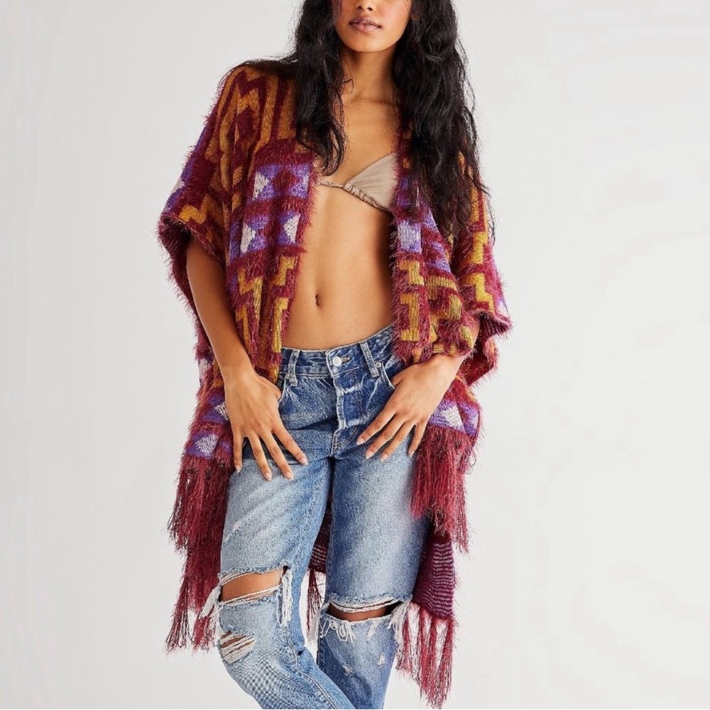 NWT Free People Diamondback Cozy Sweater Kimono Poncho